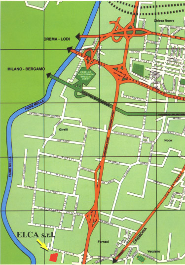 Questa e' la mappa della zona sud-ovest di BRESCIA, l'ELCA é rappresentata dal quadrato rosso in basso a sinistra